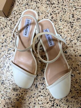 Steve Madden Ivory Square-Toe Strappy Sandals